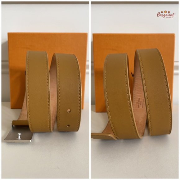 Authentic Louis Vuitton Tan Leather Infini Ceinture Jeans Slim Belt Size 85/34 - Picture 8 of 14